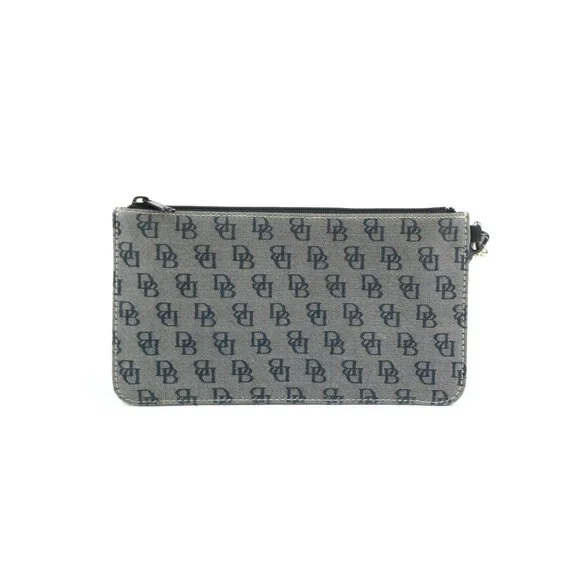 Dooney & Bourke Monogram Navy Black Canvas Wristlet/Clutch - Picture 2 of 16